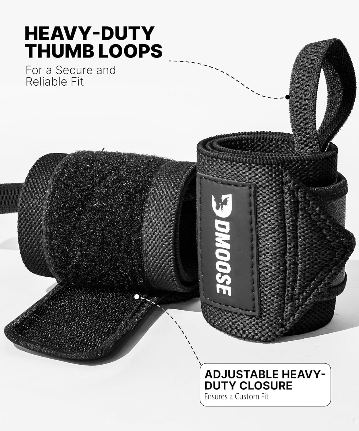 18" Heavy Duty Wrist Wraps for Weightlifting - Supportive Gym Straps with Thumb Loop for Pain Relief, USPA Approved for Powerlifting and Weightlifting for Men and Women