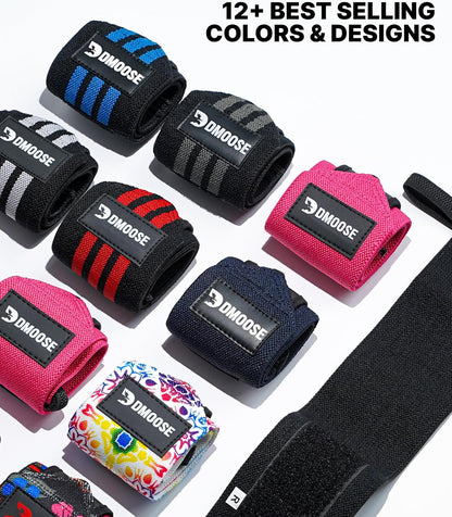 18" Heavy Duty Wrist Wraps for Weightlifting - Supportive Gym Straps with Thumb Loop for Pain Relief, USPA Approved for Powerlifting and Weightlifting for Men and Women