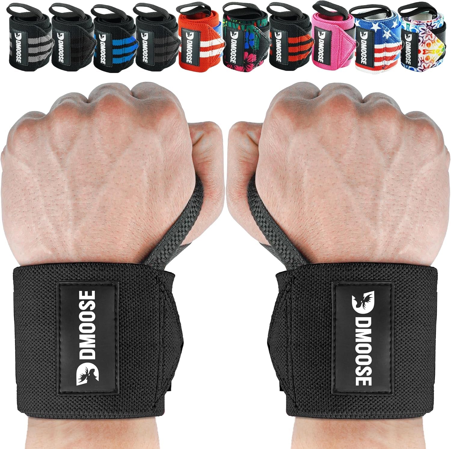 18" Heavy Duty Wrist Wraps for Weightlifting - Supportive Gym Straps with Thumb Loop for Pain Relief, USPA Approved for Powerlifting and Weightlifting for Men and Women
