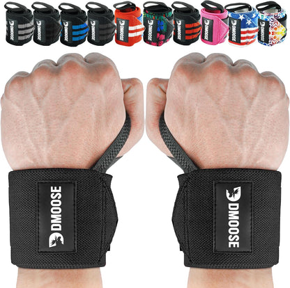18" Heavy Duty Wrist Wraps for Weightlifting - Supportive Gym Straps with Thumb Loop for Pain Relief, USPA Approved for Powerlifting and Weightlifting for Men and Women
