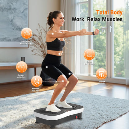 Vibration Plate Exercise Machine for Whole Body Wellness with Remote Control - Pain Relief, Lymphatic Drainage, and Weight Loss Solution