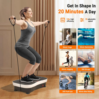 Vibration Plate Exercise Machine for Whole Body Wellness with Remote Control - Pain Relief, Lymphatic Drainage, and Weight Loss Solution